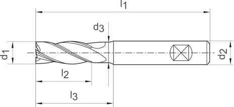 High-Feed Fräser VHM 1,0mm Z4 Innenkühlung Perrox Typ H Werksnorm extralang G-Mold 65HF GÜH