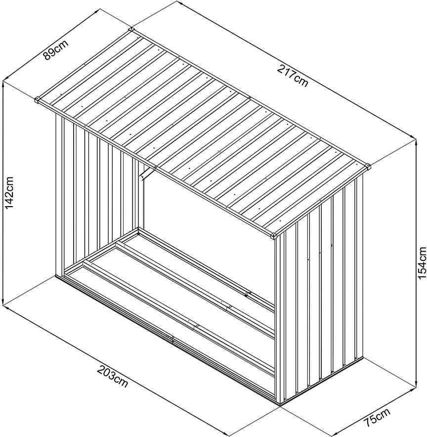 Kaminholzregal XL205 x 75x 142/154 cmverzinkt und lackiert kel
