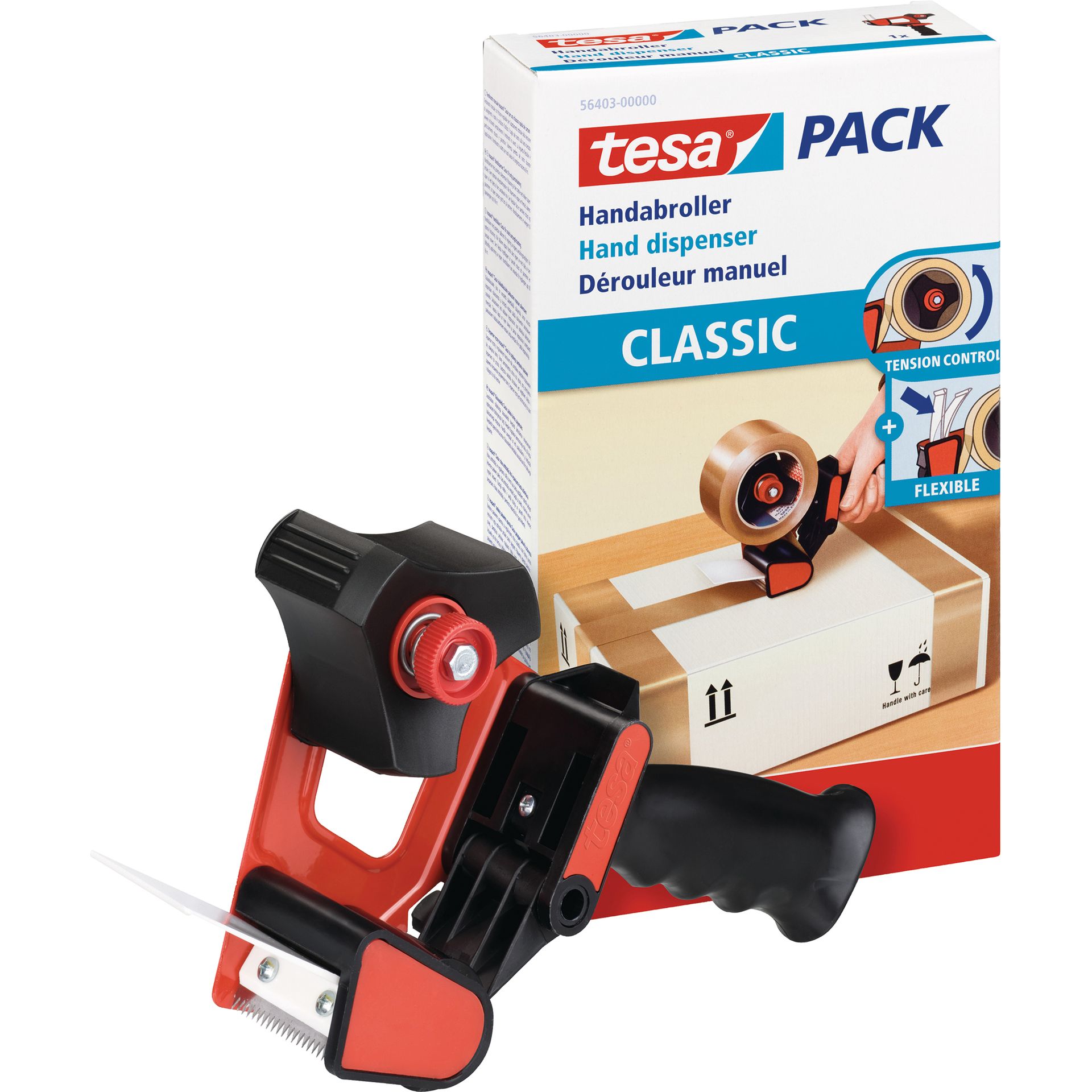 Packbandabroller tesapack schwarz/rot