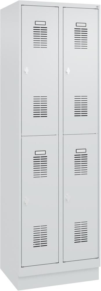 FORMAT Garderobenschrank B600xT500xH1950 mm RAL7035/7035, 2x2 Abteileu. Sockel (Selbstmontage)