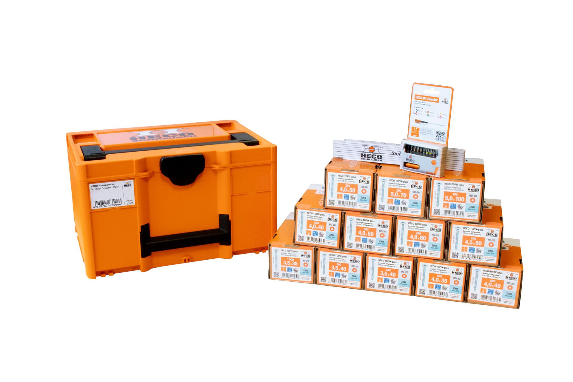 HECO-Aktionskoffer "Schreiner", HT-plus Senkkopfschraubensortiment für Schreiner, 4.900 Schrauben mit Zubehör, in Systainer3 M237