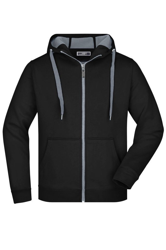 Men's Doubleface Jacket Sportive Jacke mit Kapuze schwarz/grau, Gr. S