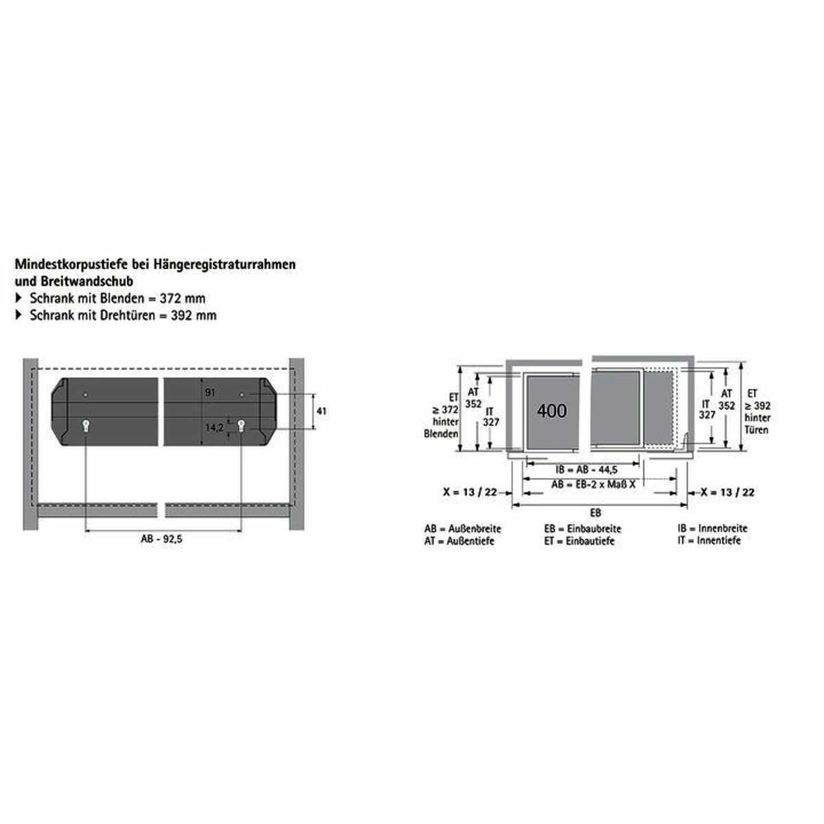 Breitwandschub Systema Top 2000, Schranktiefe 400
