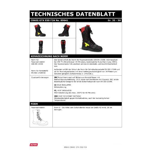 ELTEN Feuerwehrstiefel CRAIG F2A Stiefel (High) ESD, Schwarz, Gr. 49