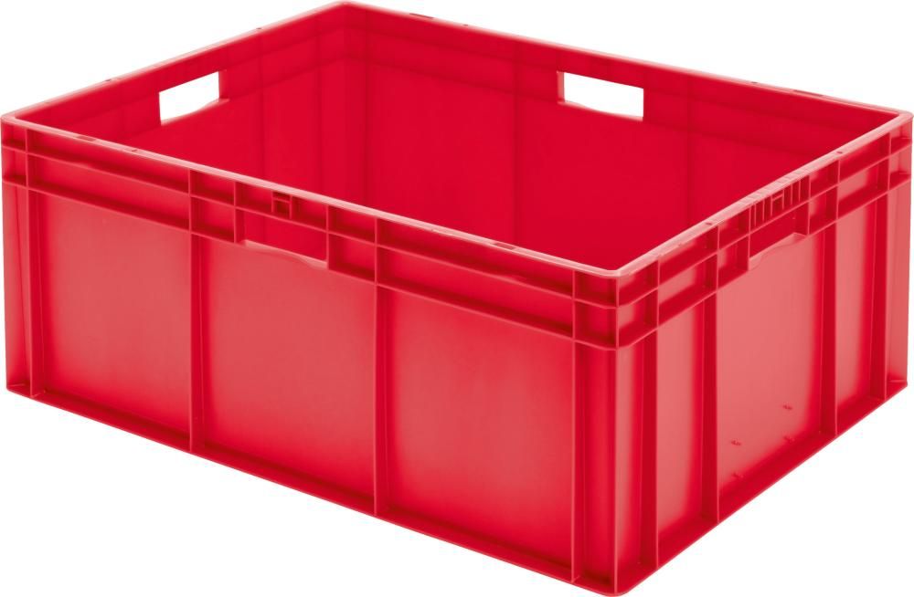 Transport-Stapelkasten B800xT600xH320 mm rot, geschlossen mit Griffloch LA-KA-PE