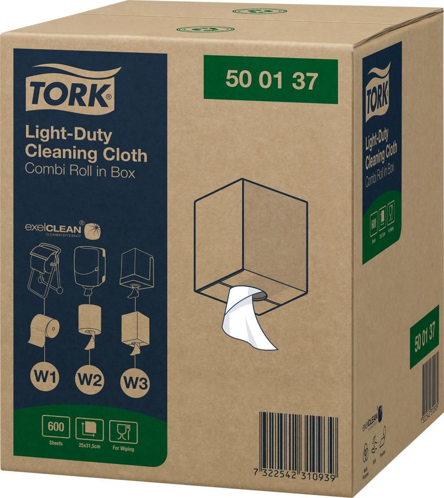 Tork Reinigungstücher Kombirolle W1/W2/W3 150m bzw. 160 Tücher weiß, Vliesstoff