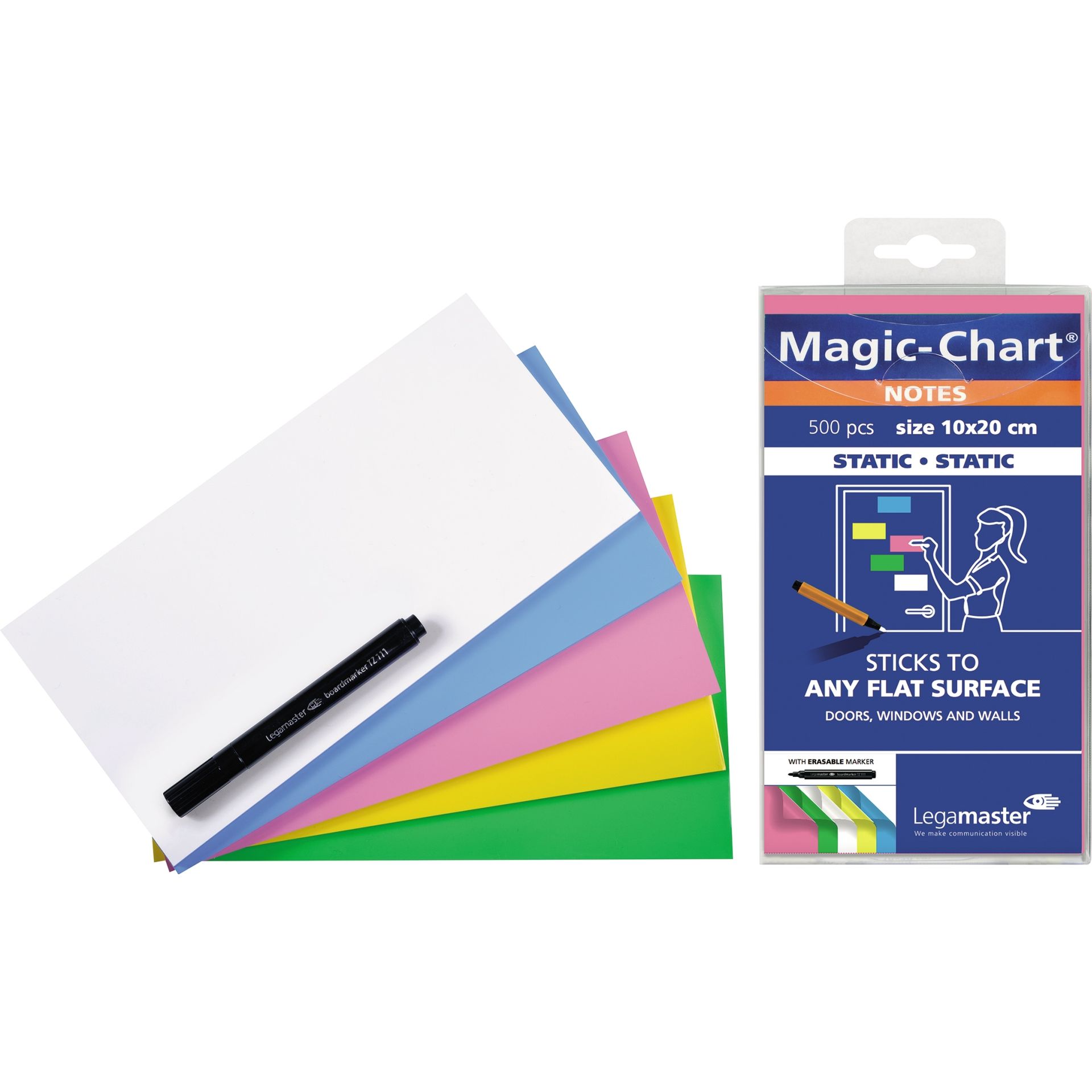 Flipchartnotizen Magic 10x20cm sort 500 St./Pack.