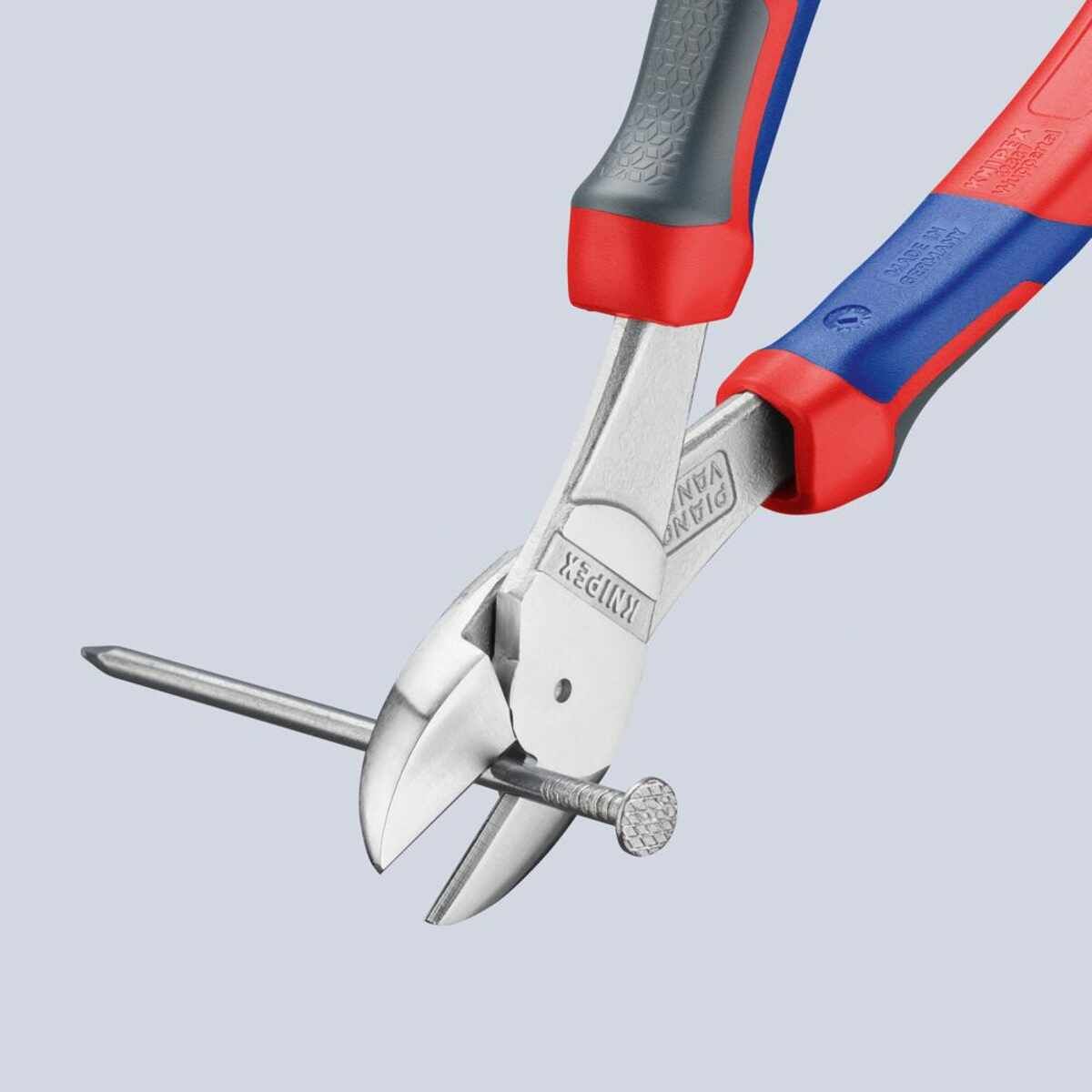 Kraft-Seitenschneider verchromt mit Mehrkomponenten-Griffen 200mm KNIPEX
