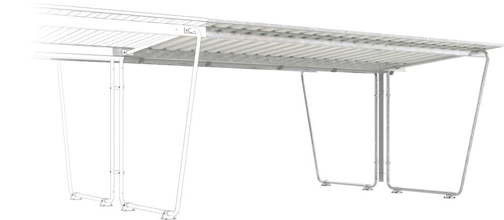 Überdachung Mod. Siegen B4300xT4660xH2250 mm RAL 9002 grauweiß Anbaufeld zweiseitig