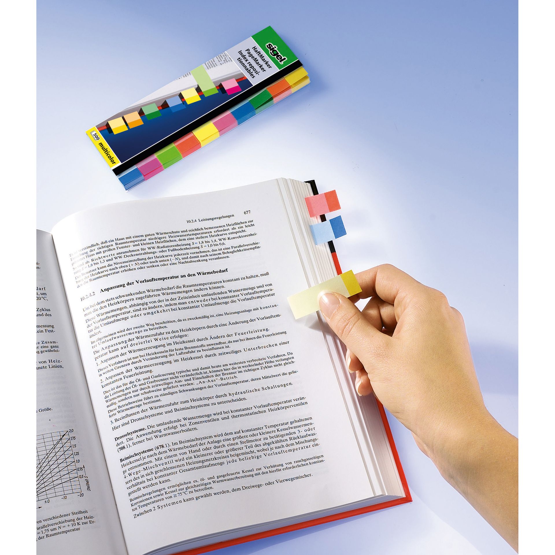 Haftmarker Multicolor 50x150mm f. sort 500 Bl./Pack.