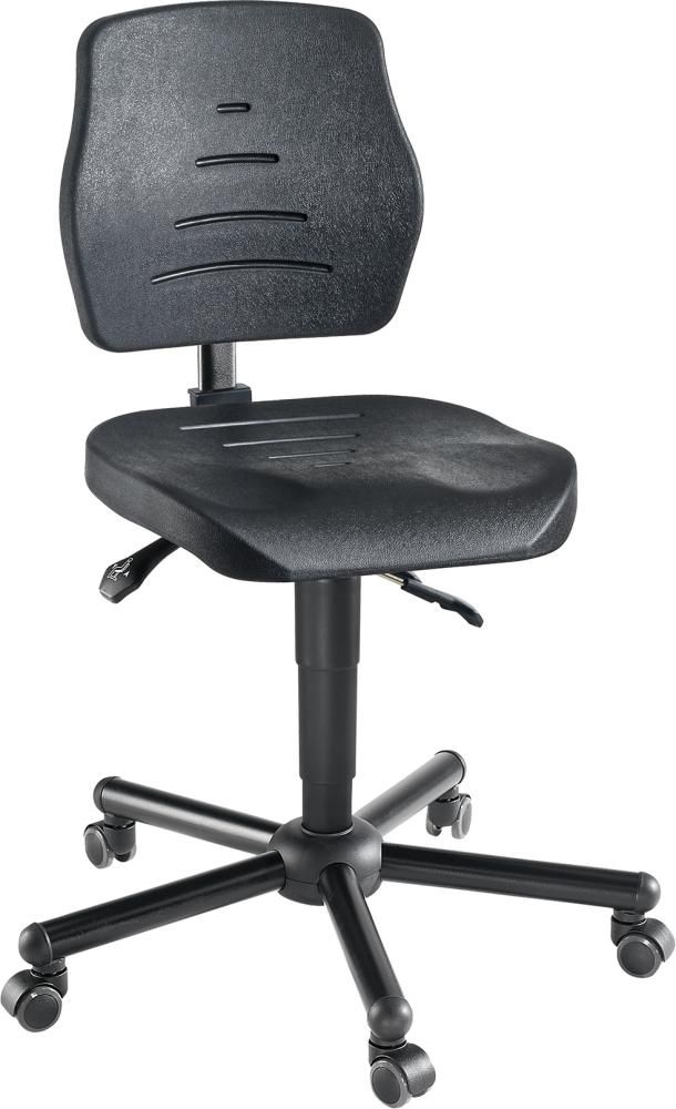 Arbeitsstuhl PU-Schaum schwarz Sitzhöhe 480-620 mm mit Rollen