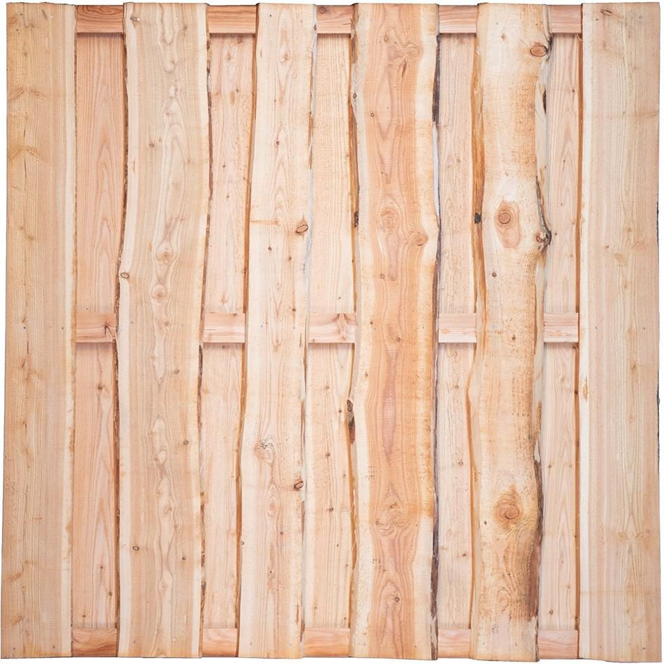 LOLLAND-Serie Lärche, 180 x 180 cm, 3 Riegel, Bretter sägerau ca. 20mm mit Baumkante drehbar