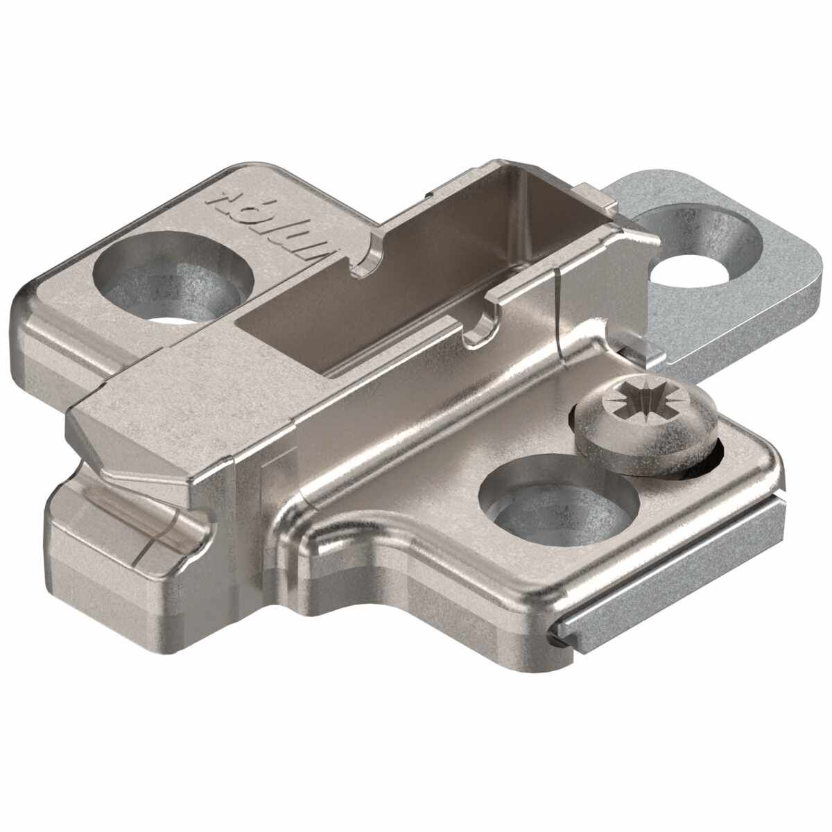 CLIP Montageplatte, kreuz, 3 mm, Zink, zum Schrauben für Systemschrauben, vernickelt