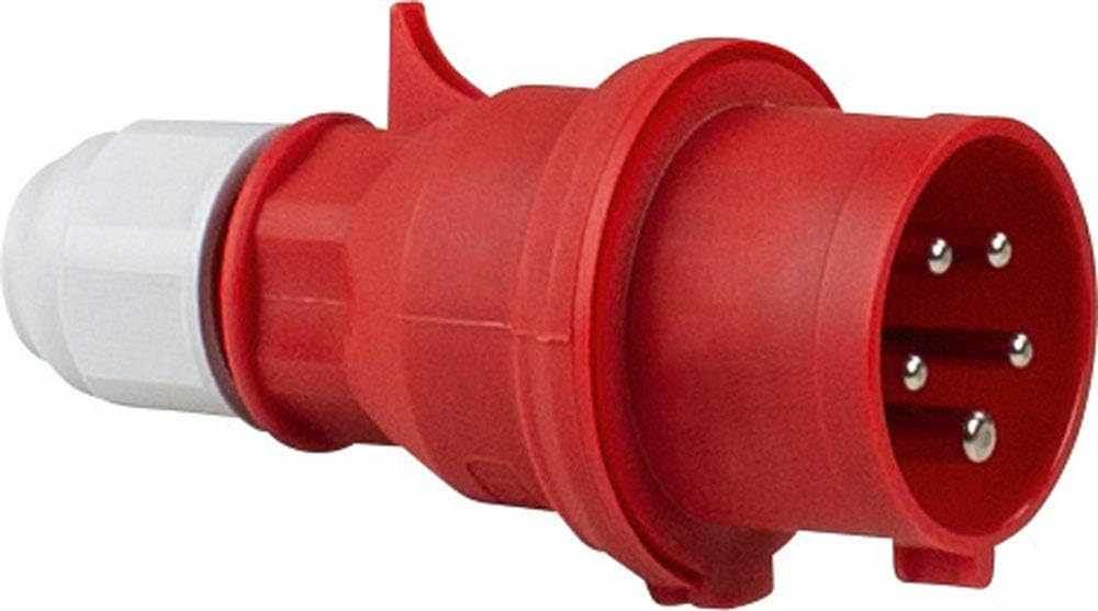 CEE-Phasenwenderstecker 400V/16A, rot 5-polig 6h