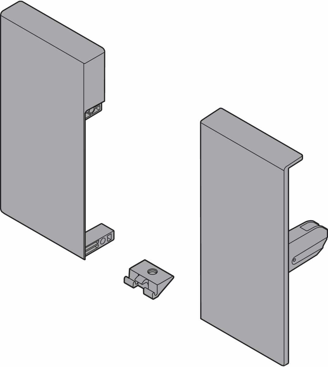 TANDEMBOX Fronthalter, Höhe K, für Innenschubkasten, links/rechts, für TANDEMBOX antaro, seidenweiß