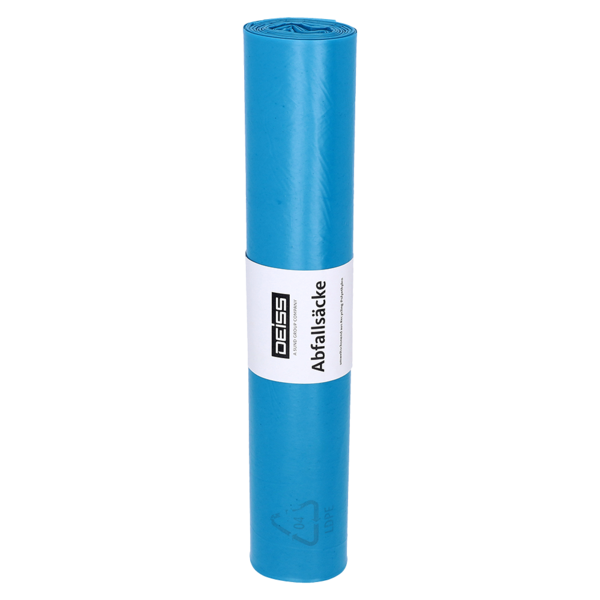 Abfallsäcke aus Recycling-LDPE, VE=10RLL, 140L - 600+300x1100 mm Typ 60 blau, RLL=25Stk