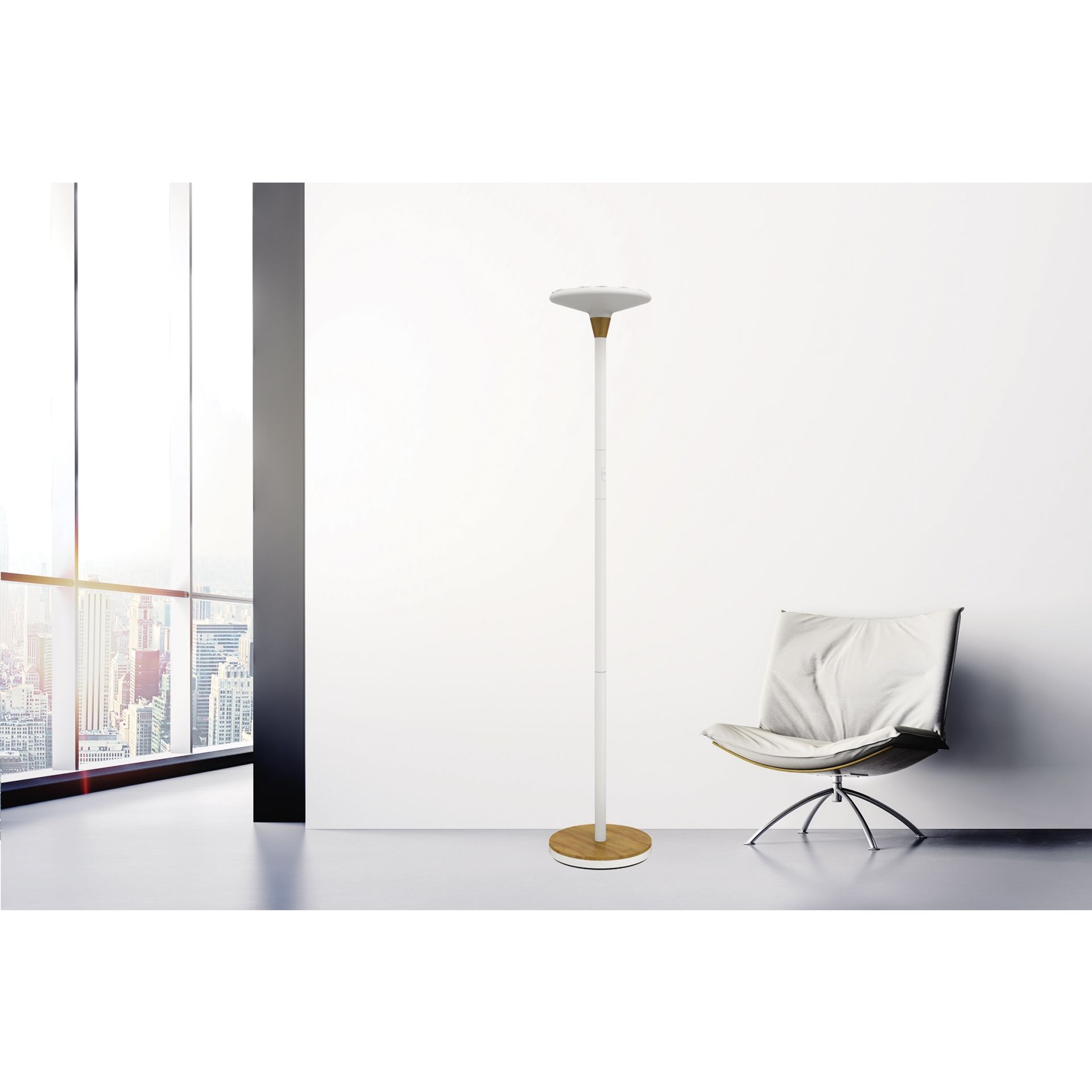 Deckenfluter Baly Bamboo LED weiß