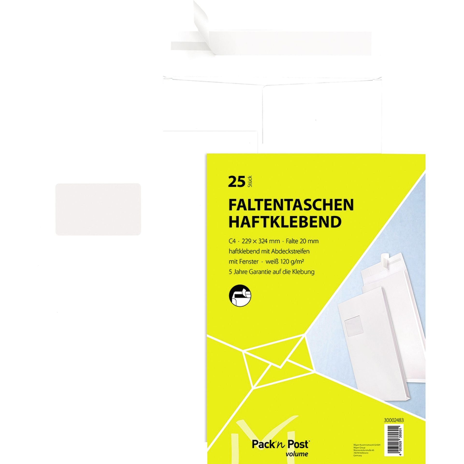 Faltentasche C4 125g mF hk weiß 25St.
