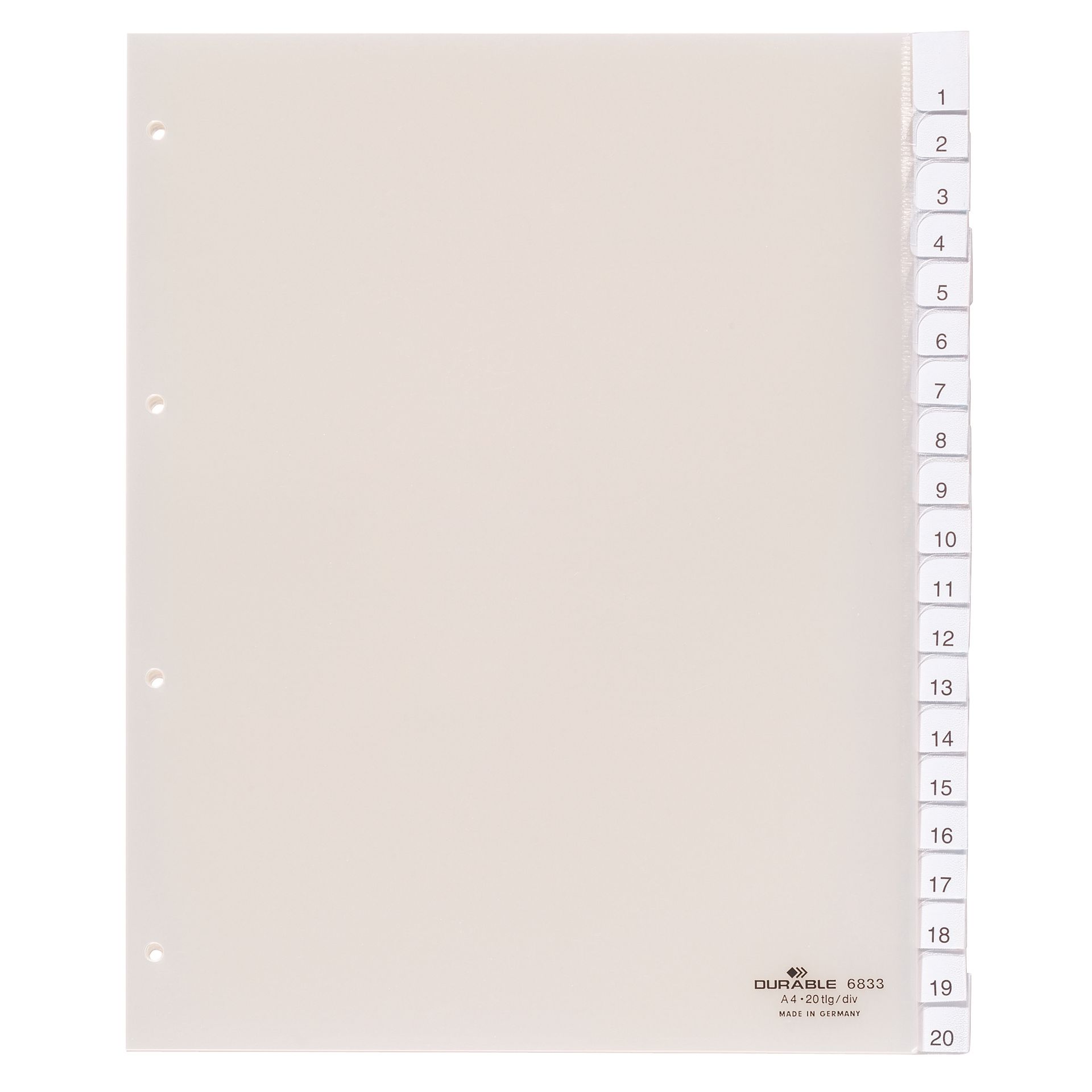Register 245x297cm 20teilig Hartfolie tr