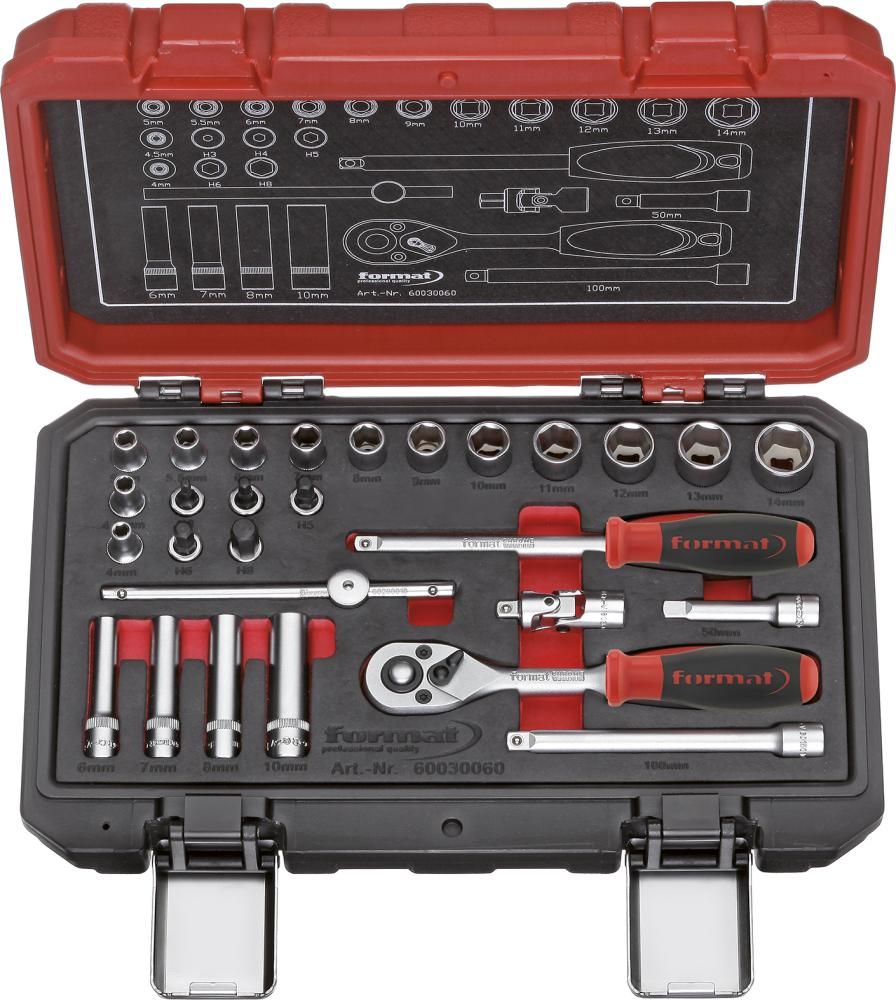 Steckschlüssel-Satz 1/4" 28-teilig in Kunststoffbox FORMAT