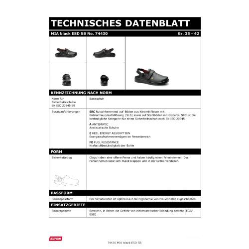 ELTEN MIA Sicherheitsclog SB ESD, Schwarz, Gr. 35