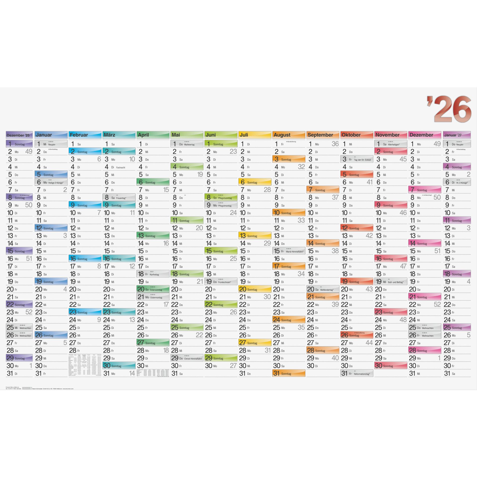 Plakatkalender 106x67cm 14Monate