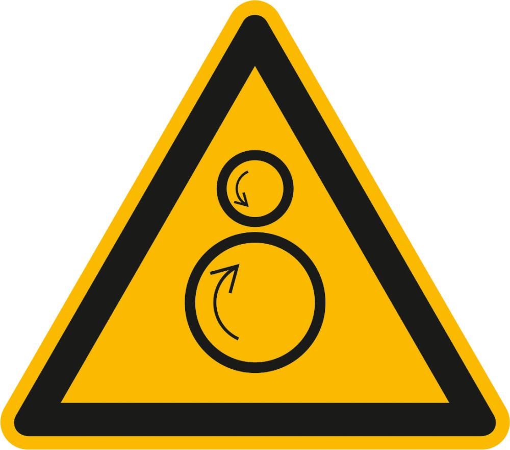 Warnschild Folie SL 100 mm Warnung vor gegenläufigen Rollen SafetyMarking