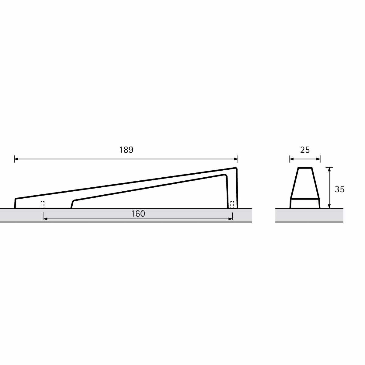Griff Rialto, Bohrabstand 160, L 189 mm, B 25 mm,