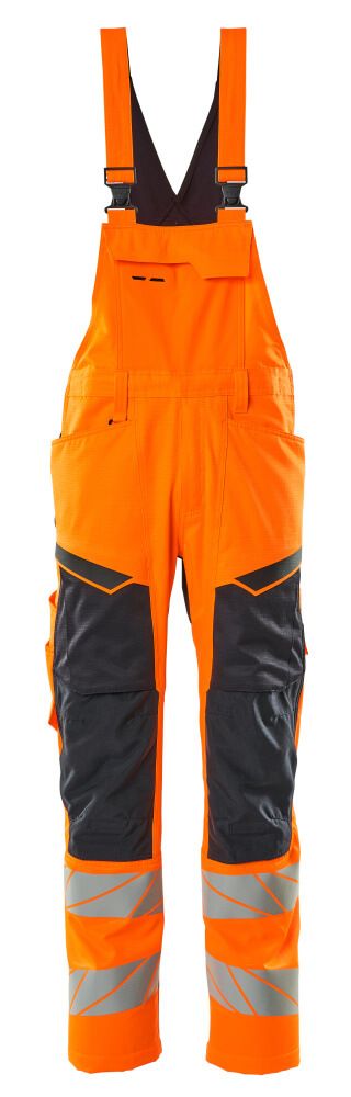 Latzhose mit Knietaschen Hi-vis Orange/Schwarzblau, 76C46