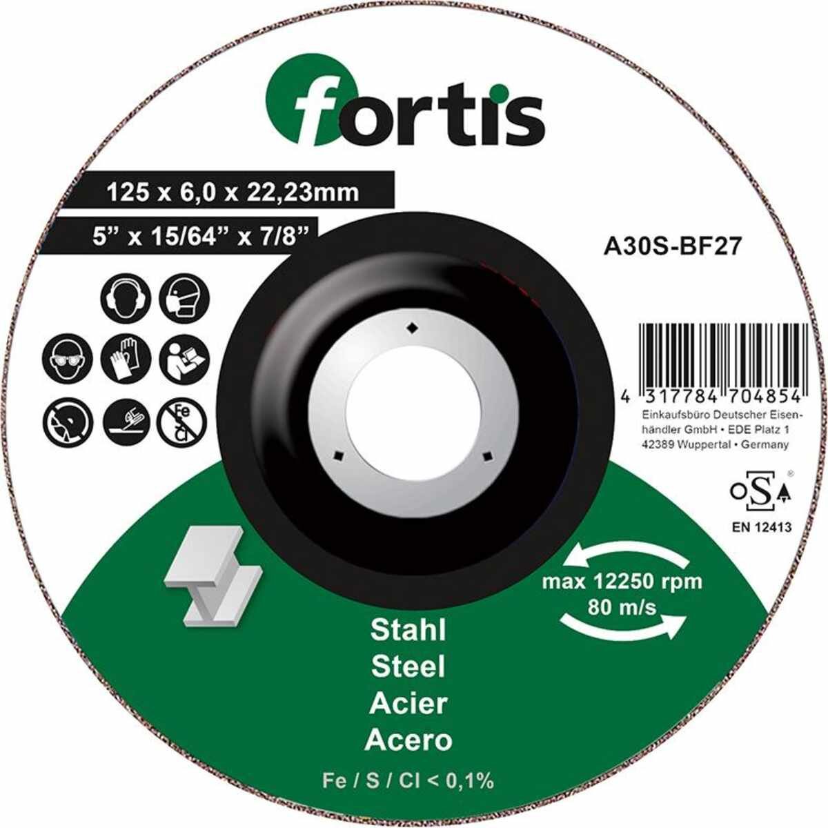 Schruppscheibe Stahl 125 x 6,0 mm FORTIS