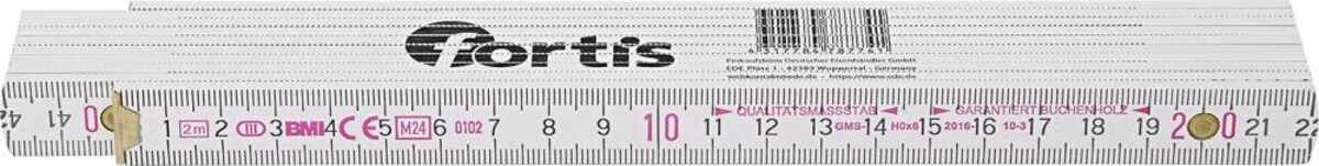 Gliedermaßstab Buche 2 mx16 mm weiß FORTIS