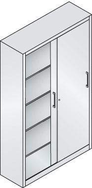 Schiebetürenschrank B1200xT400xH1950 mm RAL 7035/5010,4Fachböden