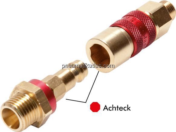 Kupplungsstecker (NW5) G 1/8"(AG), rot, Achteck SW10