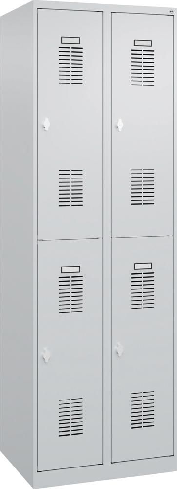 Garderobenschrank BASIC B600xT500xH1850 mm RAL 7035/7035, 2x2Abteile