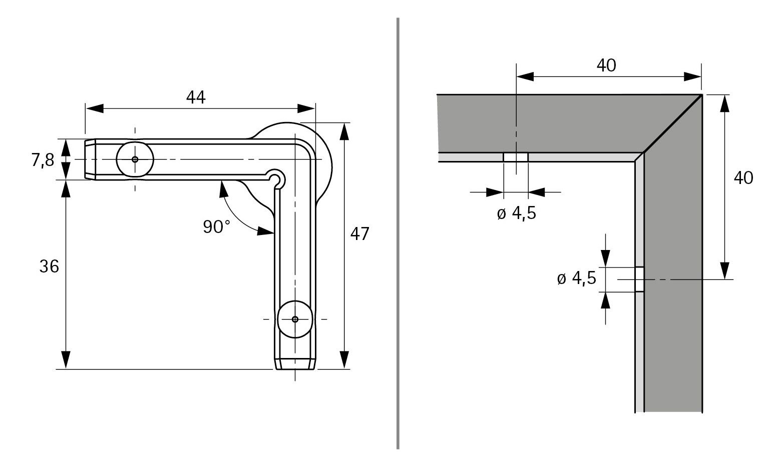 HETTICH CADRO Eckverbinder 90° Gehrung verzinkt