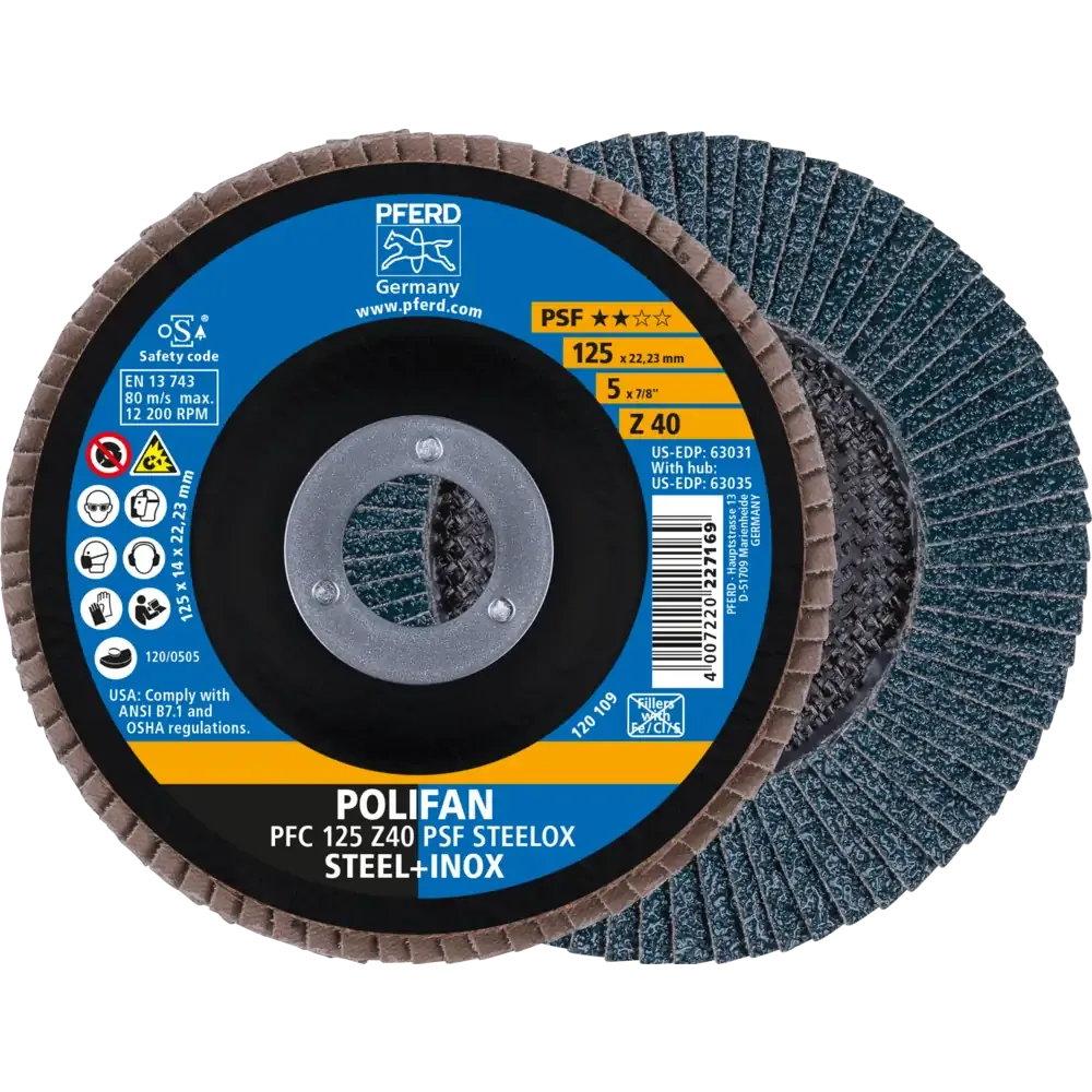 PFERD POLIFAN Fächerscheibe PFC 125x22,23mm konisch Z40 Uni.-Linie