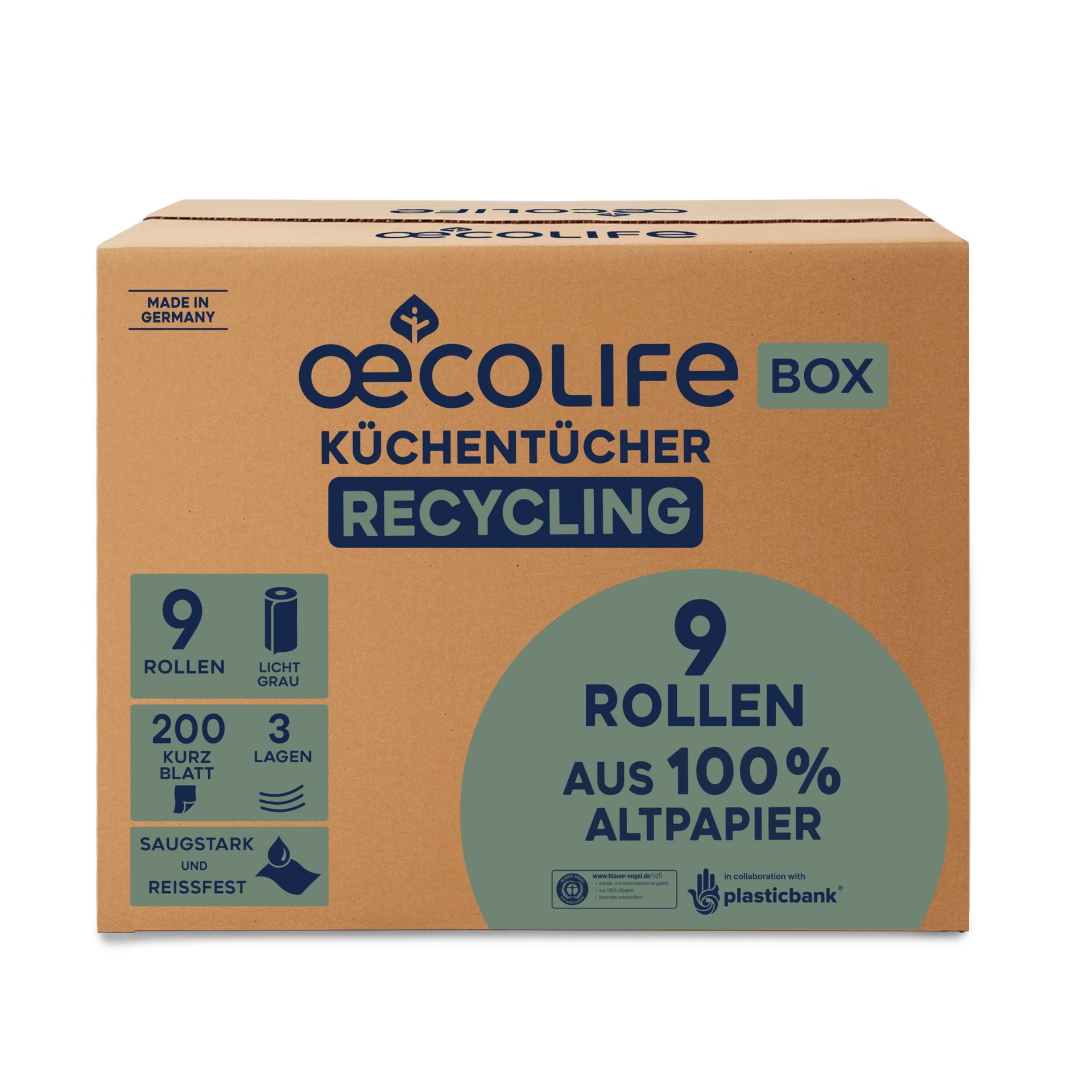 Küchenrolle Recycling 3lg 200Bl 9St