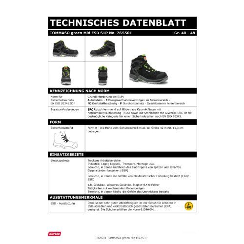 ELTEN TOMMASO Sicherheitsstiefel Mid S1P ESD, Schwarz, Gr. 47