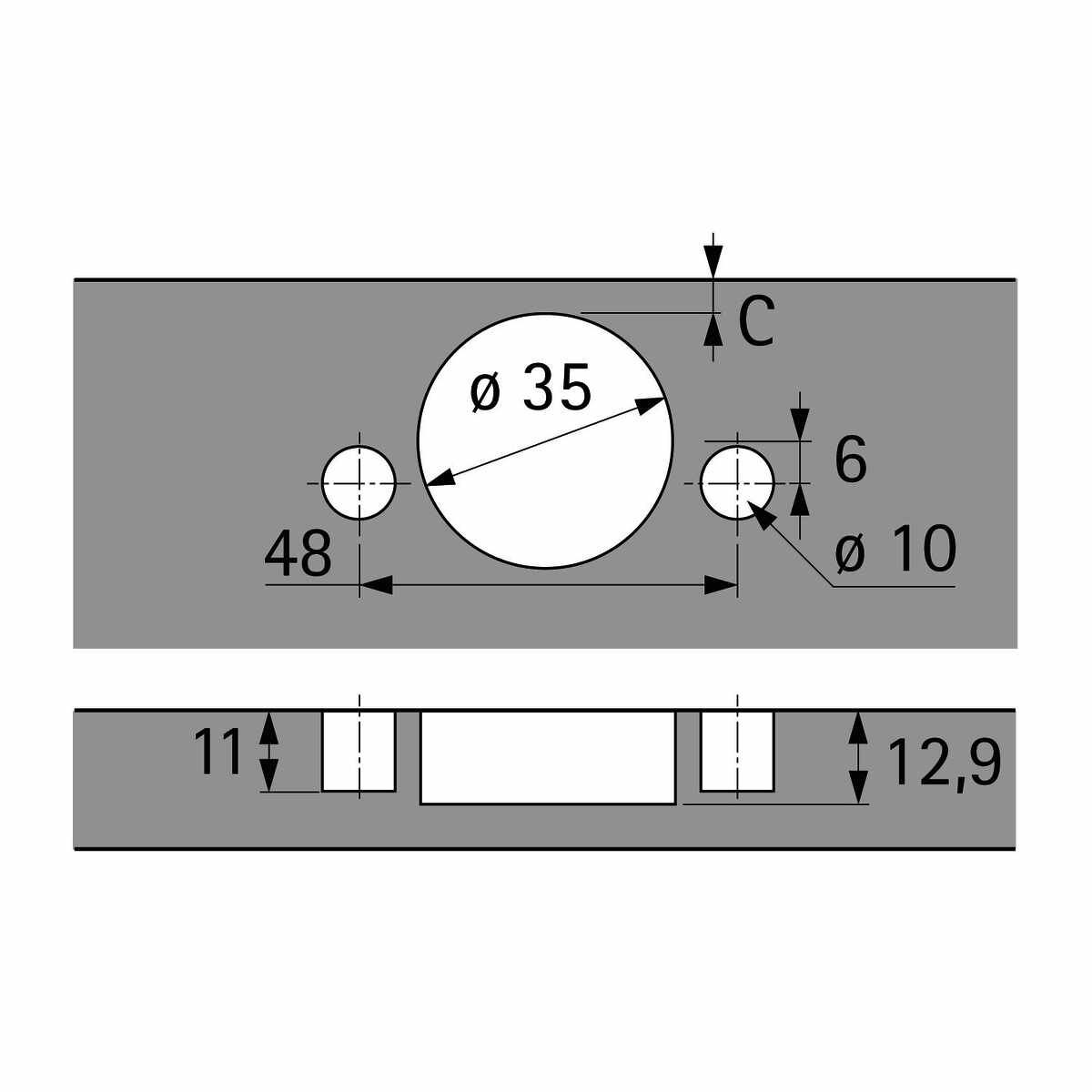 Sensys 110°-Scharnier mit integrierter Dämpfung (S