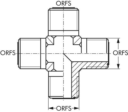 ORFS-Kreuz-Verschraubung UNF 9/16"-18(AG)