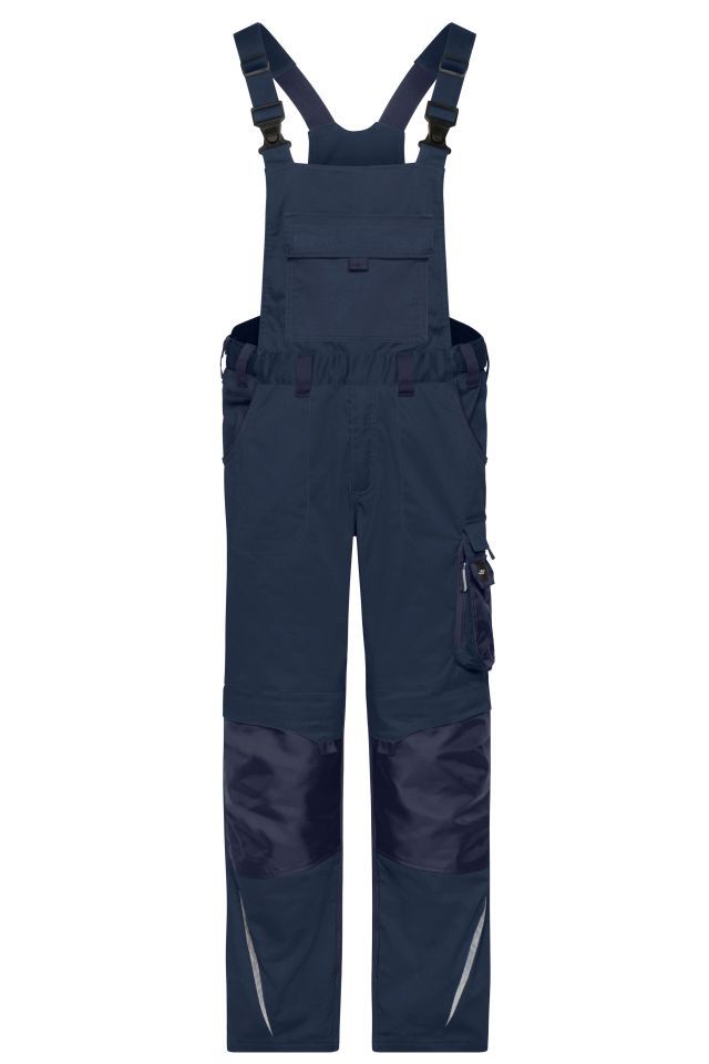 Workwear Pants with Bib - STRONG - Spezialisierte Latzhose mit funktionellen Details und flexibel einstellbarem, elastischen Bund blau, Gr. 52
