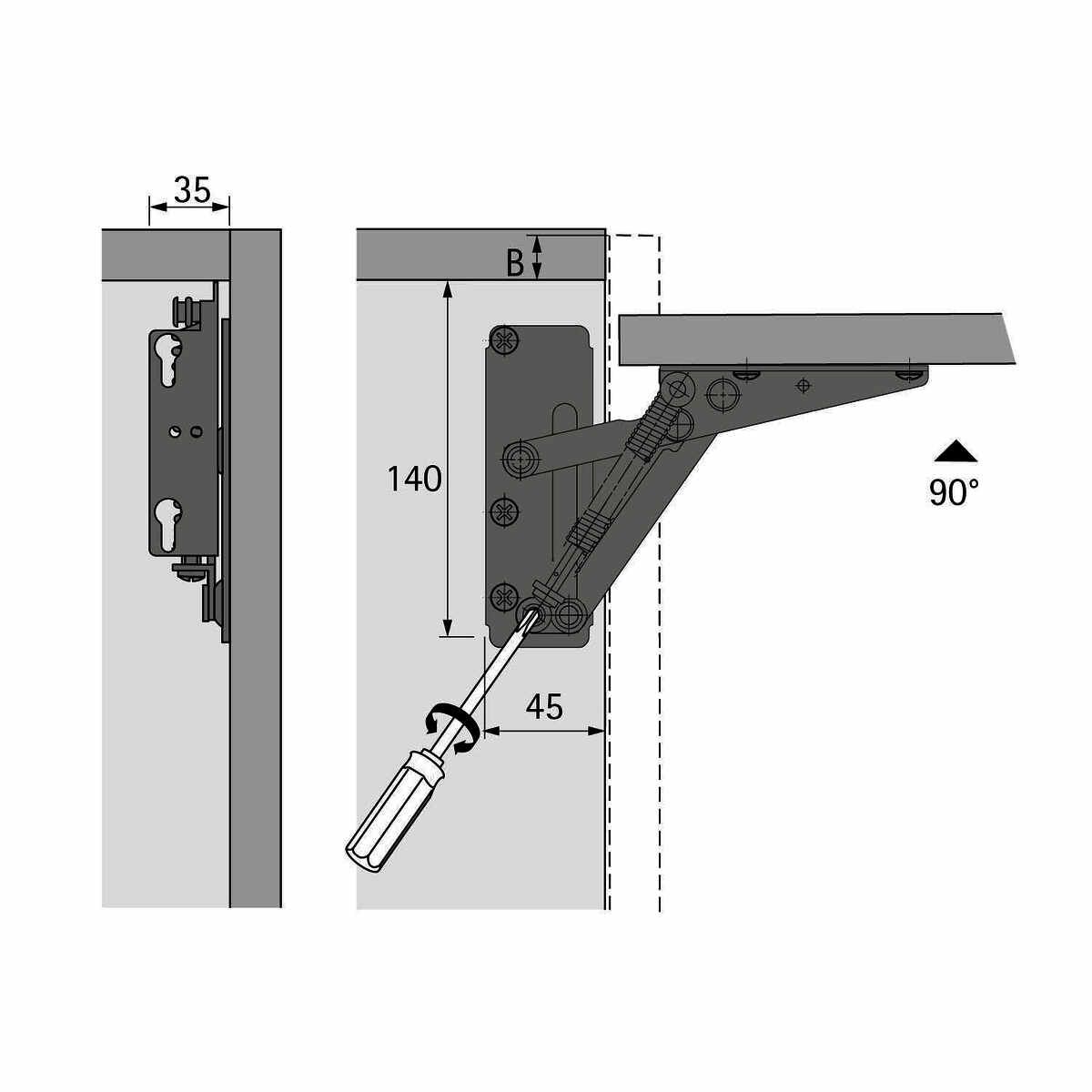 Klappenbeschlag Lift 90/4,6 Kg