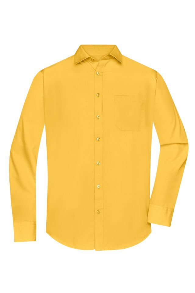 Men's Shirt Longsleeve Poplin Klassisches Shirt aus pflegeleichtem Mischgewebe gelb, Gr. XXL