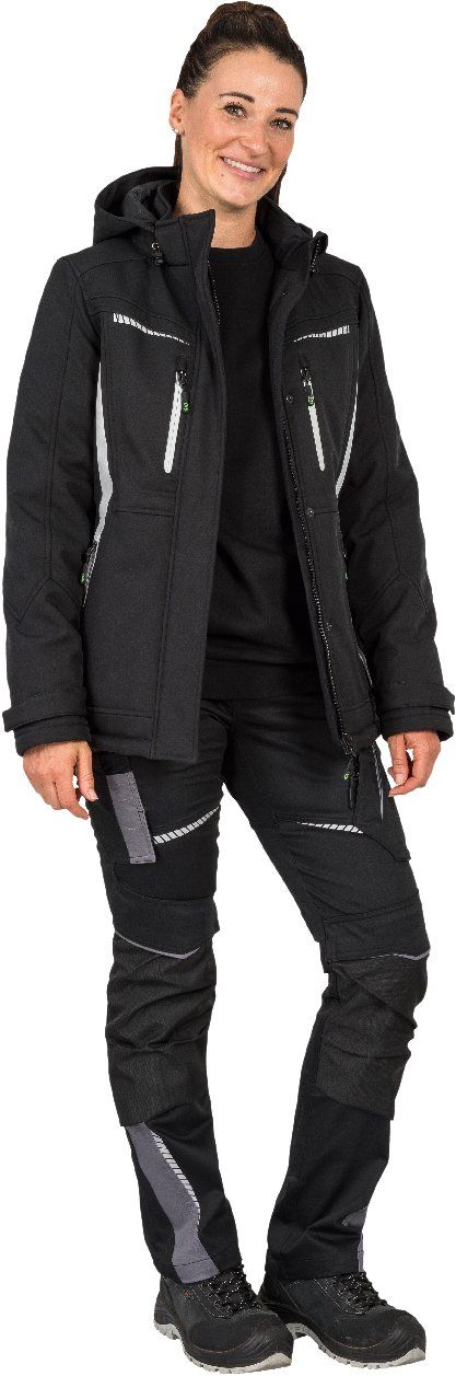 FLXDI05, Damen Winter-Softshelljacke schwarz, 50
