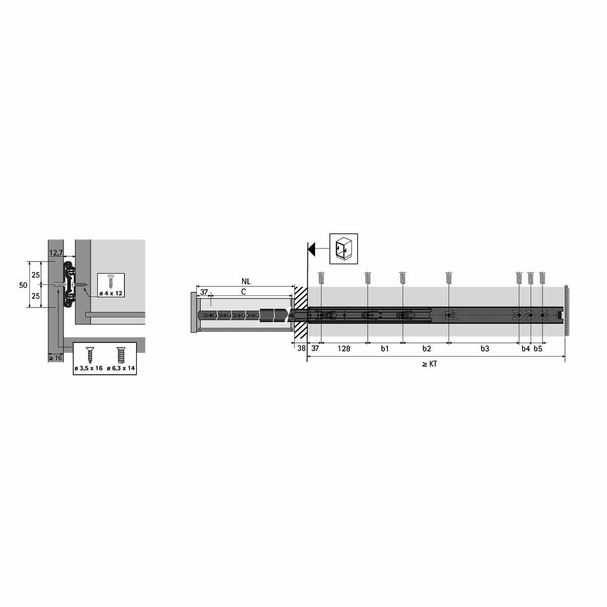 Kugelvollauszug Ka4932/250 60Kg