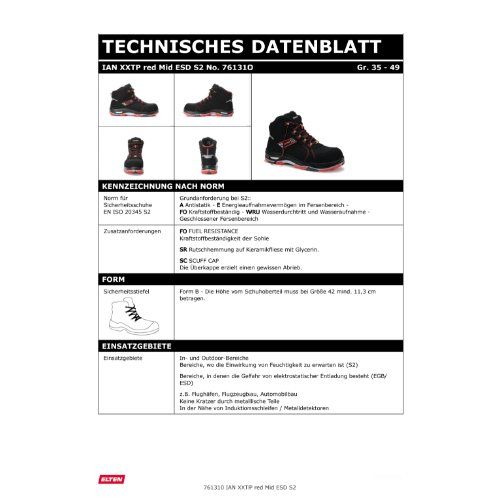ELTEN IAN XXTP Sicherheitsstiefel Mid S2 ESD, Schwarz, Gr. 45