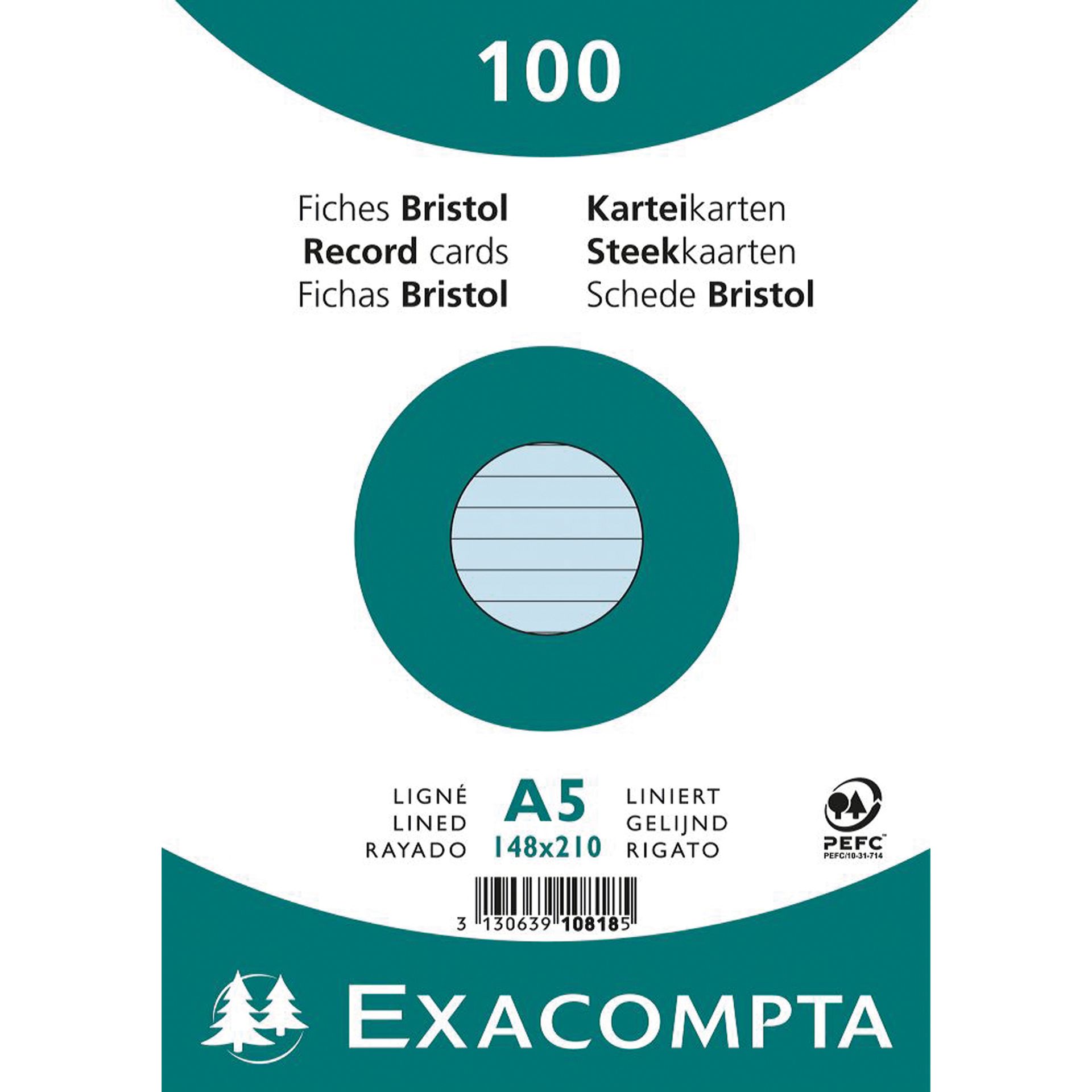 Karteikarte DIN A5 liniert blau 100 St./Pack.
