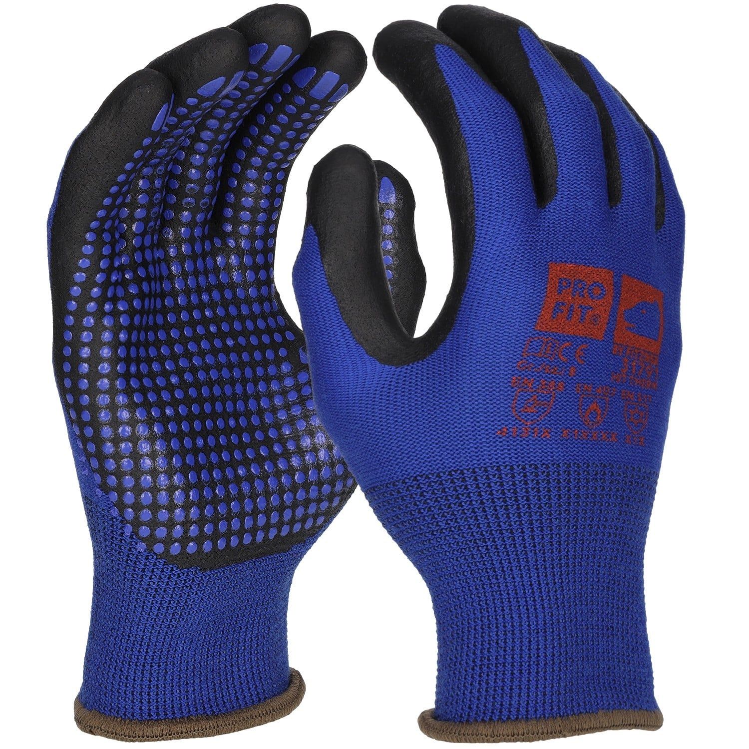 Nitril Handschuhe "Hit Therm",blau/schwarz, Noppen 10