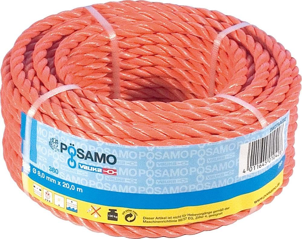 PÖSAMO PP-Seil gedr. orange 10,0mmx25m in Ringen