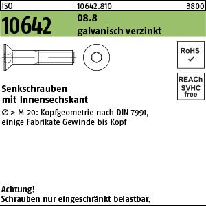 Senkschrauben 08.8 galvanisch verzinkt